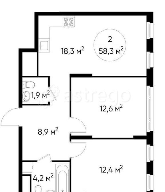 2-комн. квартира, 58 м2, 10/17 эт. Москва - изображение 1