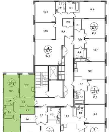 2-комн. квартира, 60 м2, 2/17 эт. Москва