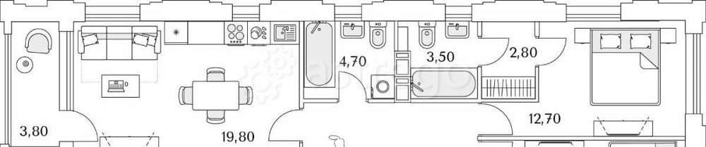 2-комн. квартира, 76.9 м2, 11/13 эт. Санкт-Петербург - изображение 1