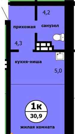 Студия, 30.9 м2, 9/9 эт. Красноярск