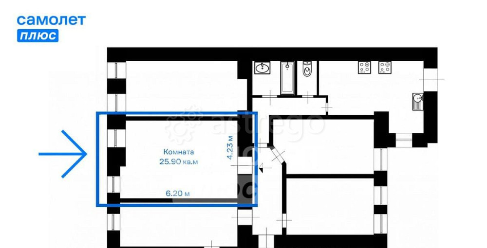 Комната, 25.9 м2, 4/5 эт. Санкт-Петербург - изображение 3