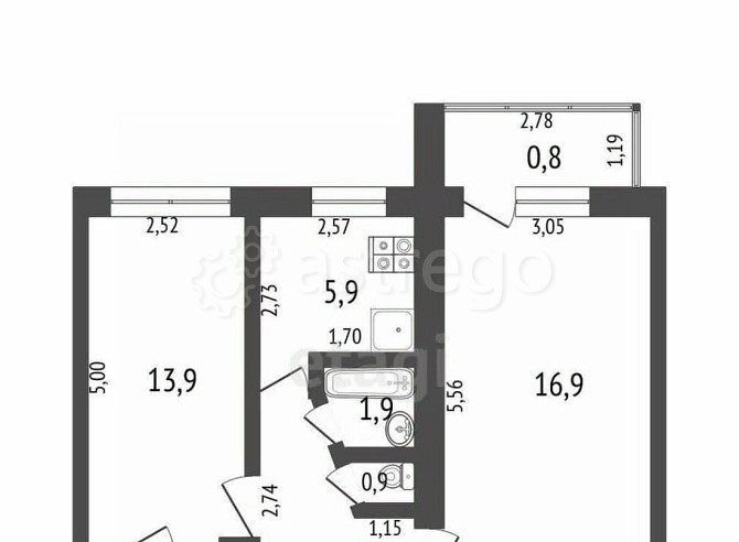 2-комн. квартира, 45.3 м2, 5/5 эт. Стерлитамак - изображение 1