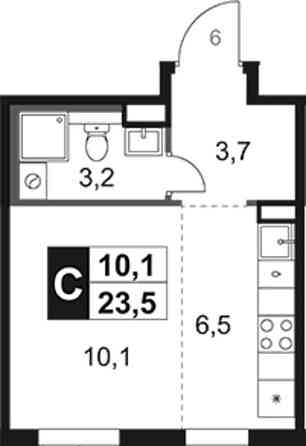 Студия, 23.5 м2, 7/17 эт. Москва