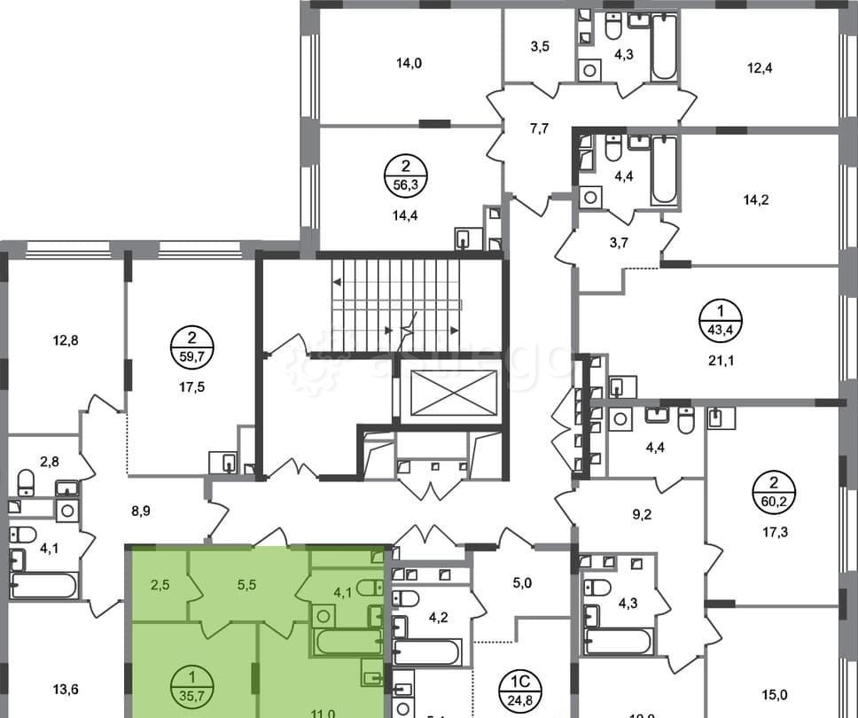1-комн. квартира, 35 м2, 3/17 эт. Москва - изображение 6