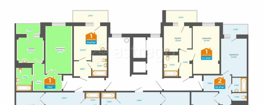 1-комн. квартира, 45 м2, 3/10 эт. Сосновоборск - изображение 1