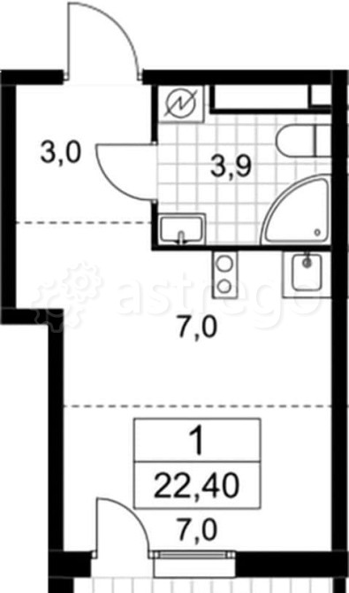 Студия, 22.4 м2, 3/9 эт. Москва - изображение 1