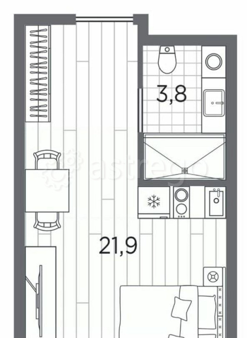 1-комн. апарт-ы, 25.7 м2, 8/13 эт. Санкт-Петербург - изображение 1