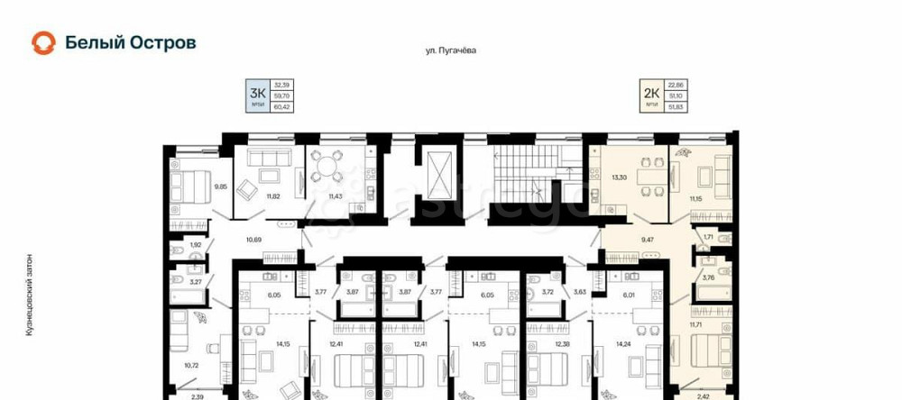 2-комн. квартира, 51.83 м2, 2/31 эт. Уфа - изображение 1