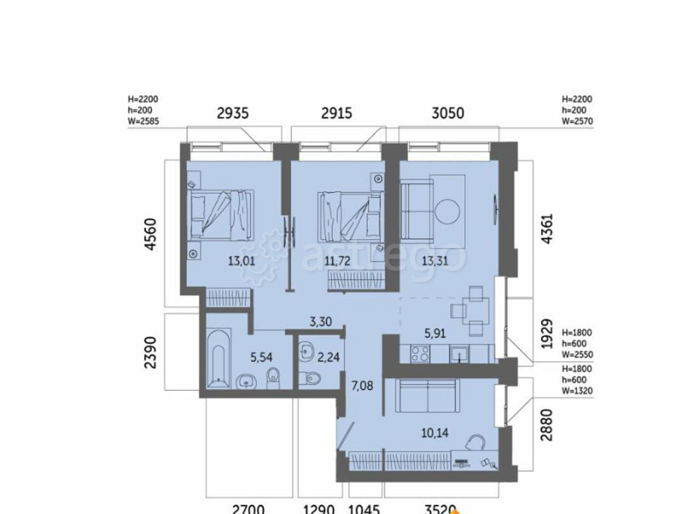 4-комн. квартира, 72.25 м2, 30/32 эт. Уфа - изображение 1