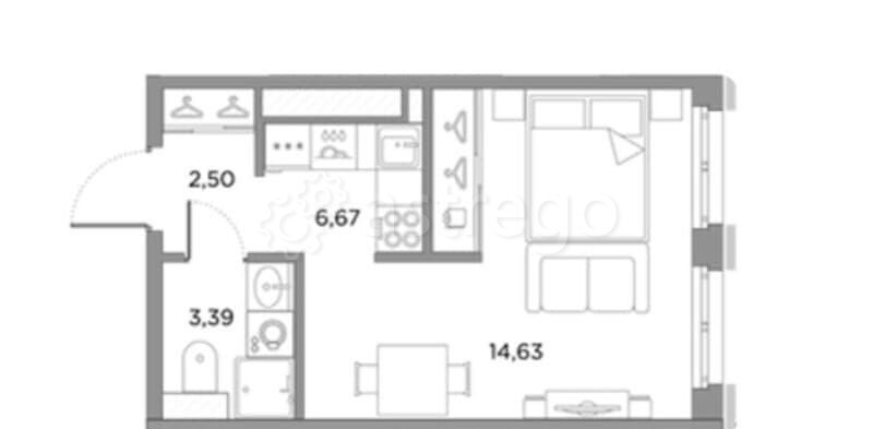 Студия, 28 м2, 10/10 эт. Санкт-Петербург - изображение 2