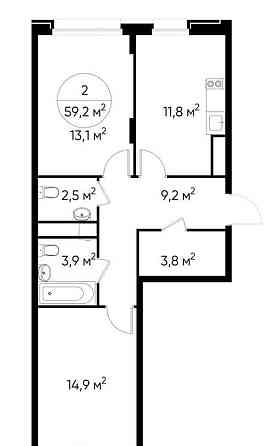 2-комн. квартира, 59 м2, 7/17 эт. Москва