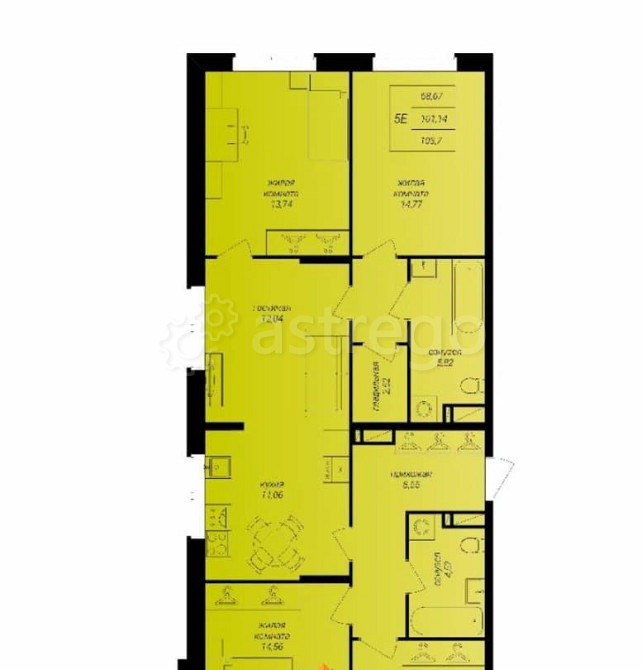 5-комн. квартира, 103.7 м2, 16/16 эт. Архангельск - изображение 1