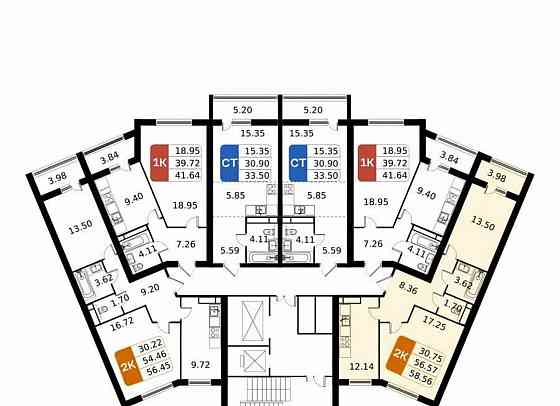 2-комн. квартира, 58.56 м2, 8/17 эт. Домодедово