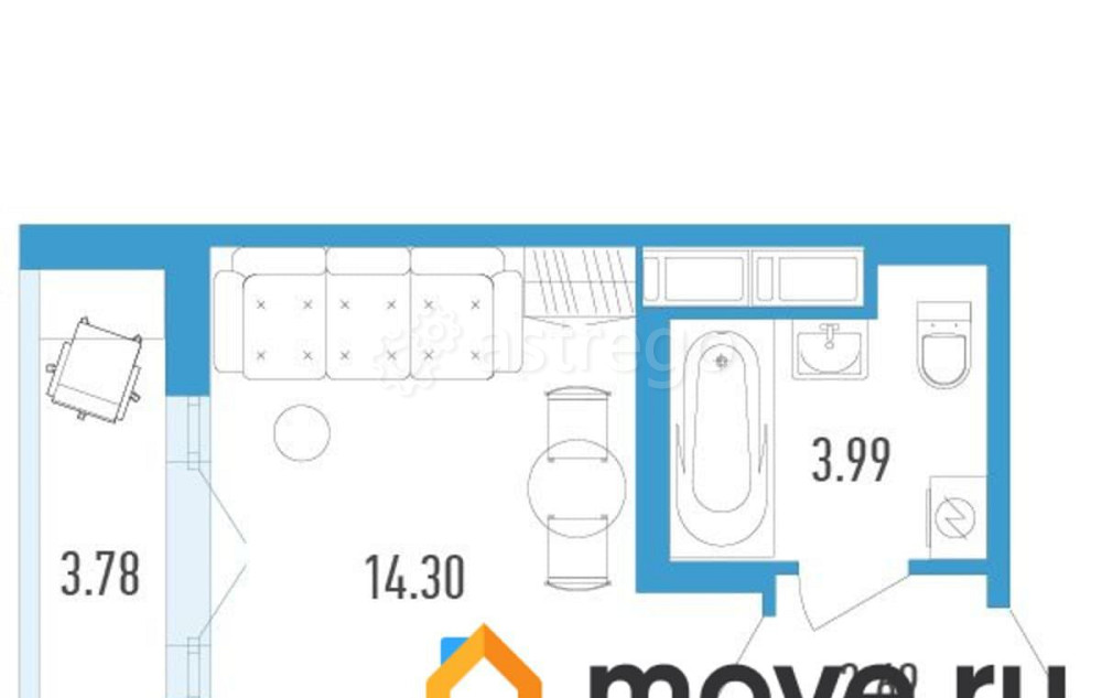 Студия, 22.87 м2, 9/12 эт. Санкт-Петербург - изображение 1