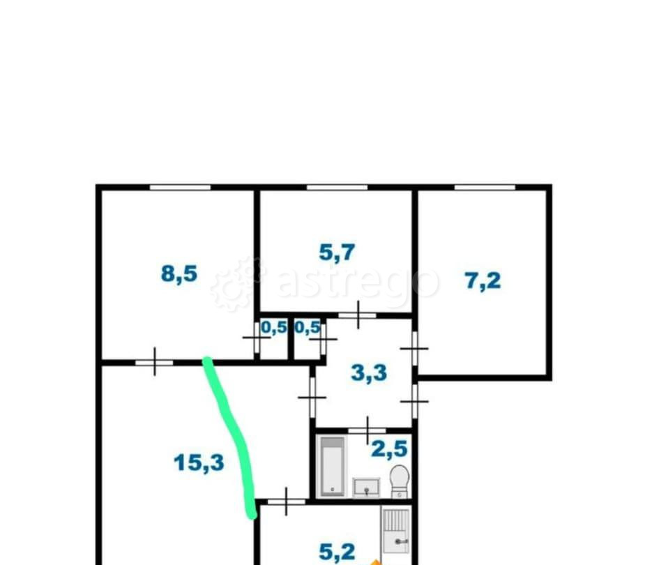 4-комн. квартира, 48.7 м2, 2/5 эт. Санкт-Петербург - изображение 5