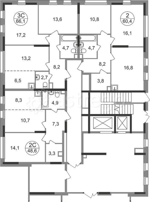 3-комн. квартира, 66 м2, 1/17 эт. Москва - изображение 10