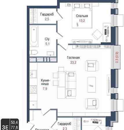 3-комн. квартира, 77.8 м2, 3/8 эт. Королев