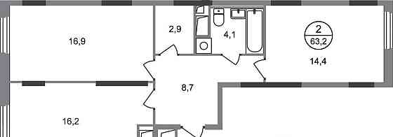 2-комн. квартира, 63 м2, 14/17 эт. Москва