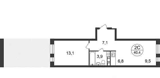 2-комн. квартира, 40 м2, 2/17 эт. Люберцы