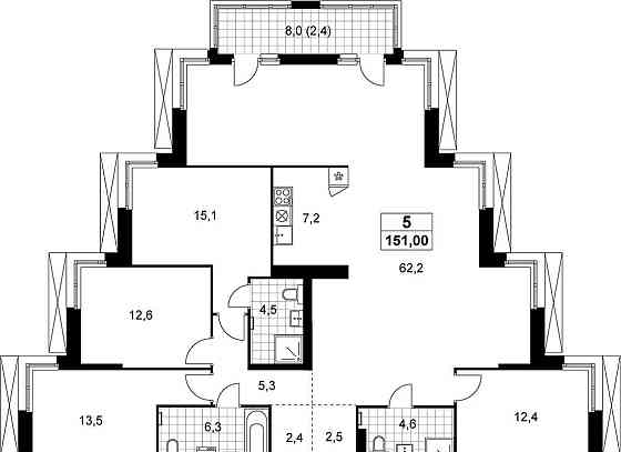 4-комн. квартира, 151 м2, 21/21 эт. Москва