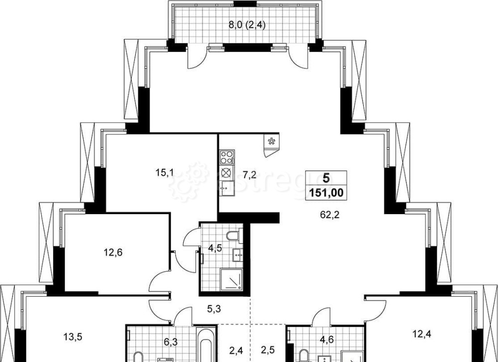 4-комн. квартира, 151 м2, 21/21 эт. Москва - изображение 2