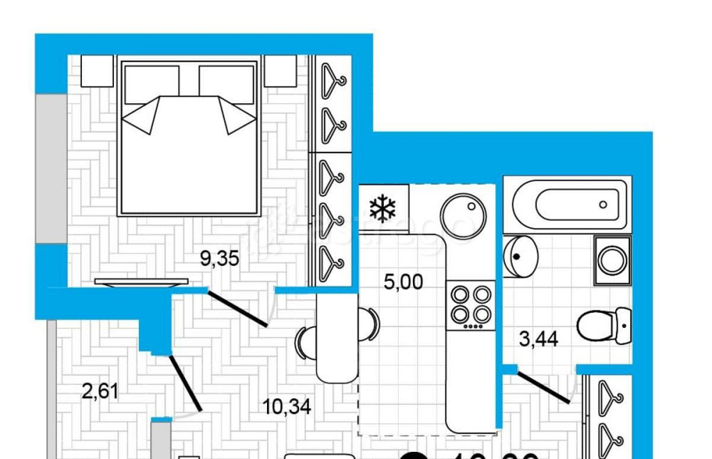 2-комн. квартира, 33.4 м2, 13/25 эт. Уфа - изображение 1