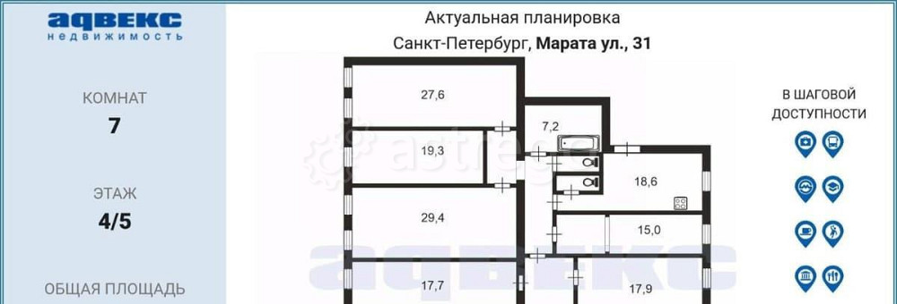 6-комн. квартира, 260 м2, 4/5 эт. Санкт-Петербург - изображение 4