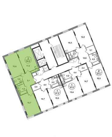 2-комн. квартира, 64 м2, 14/17 эт. Москва