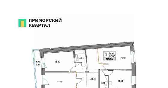 4-комн. квартира, 117.87 м2, 15/25 эт. Санкт-Петербург