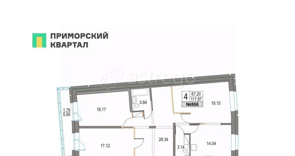 4-комн. квартира, 117.87 м2, 15/25 эт. Санкт-Петербург - изображение 1