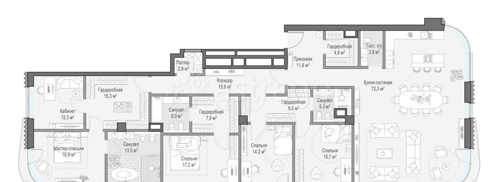 6-комн. квартира, 244 м2, 2/14 эт. Москва - изображение 2