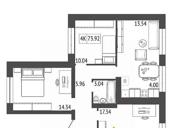 4-комн. квартира, 73.92 м2, 8/17 эт. Красноярск