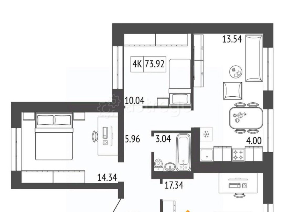 4-комн. квартира, 73.92 м2, 8/17 эт. Красноярск - изображение 1