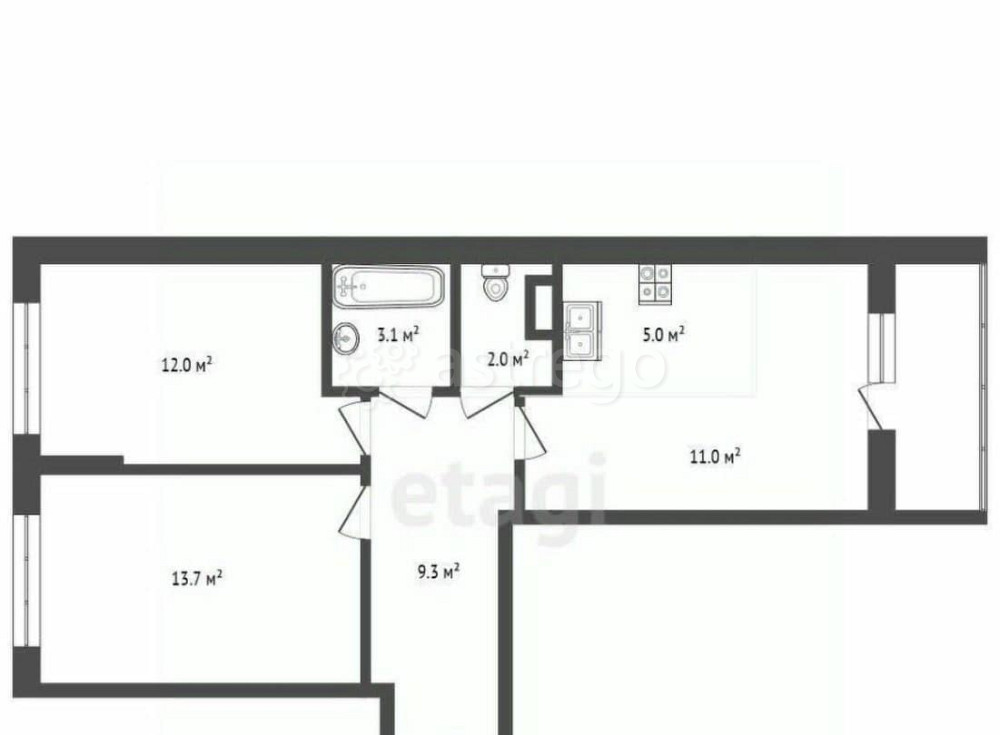 2-комн. квартира, 56.1 м2, 4/8 эт. Архангельск - изображение 7