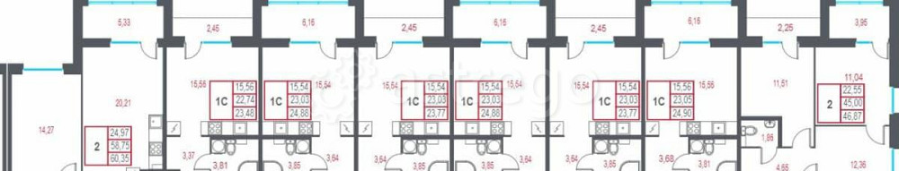 2-комн. квартира, 46.87 м2, 2/7 эт. Санкт-Петербург - изображение 1