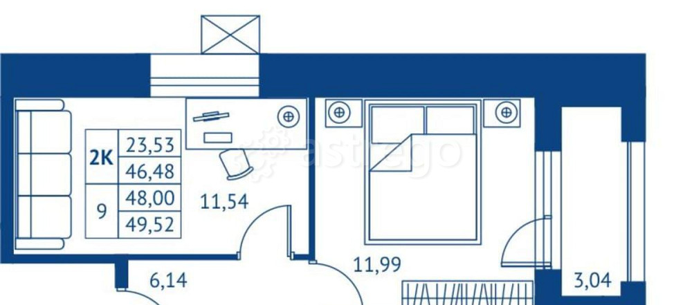 2-комн. квартира, 46.48 м2, 13/22 эт. Королев - изображение 1