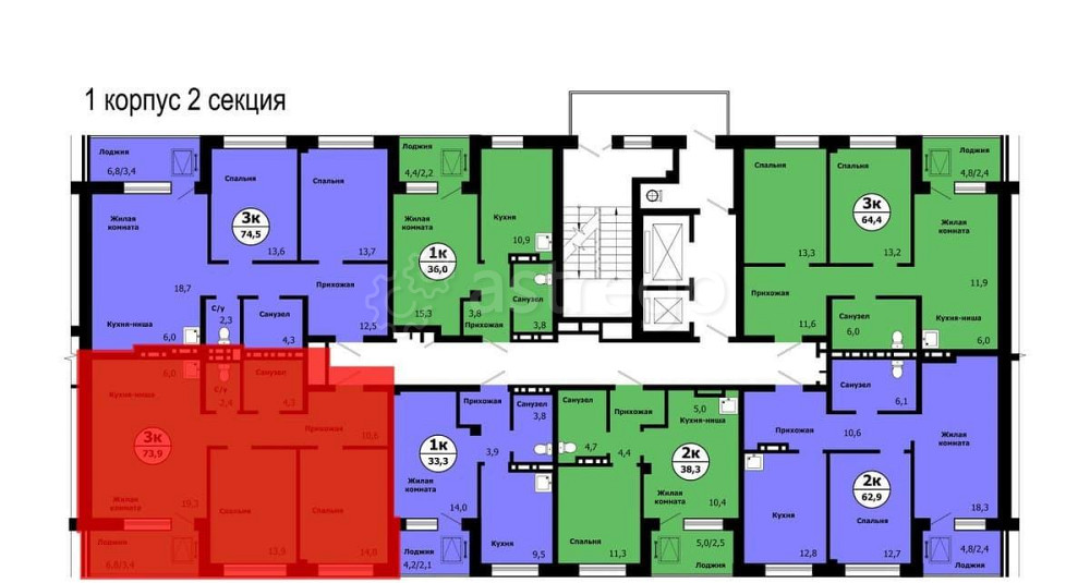 3-комн. квартира, 73.9 м2, 7/19 эт. Красноярск - изображение 7
