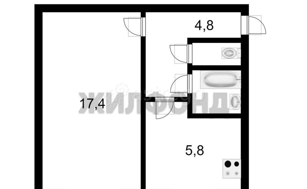 1-комн. квартира, 31.3 м2, 1/5 эт. Красноярск - изображение 10