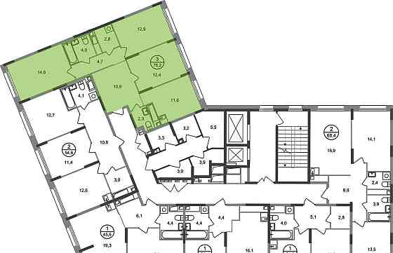 3-комн. квартира, 76 м2, 6/17 эт. Москва