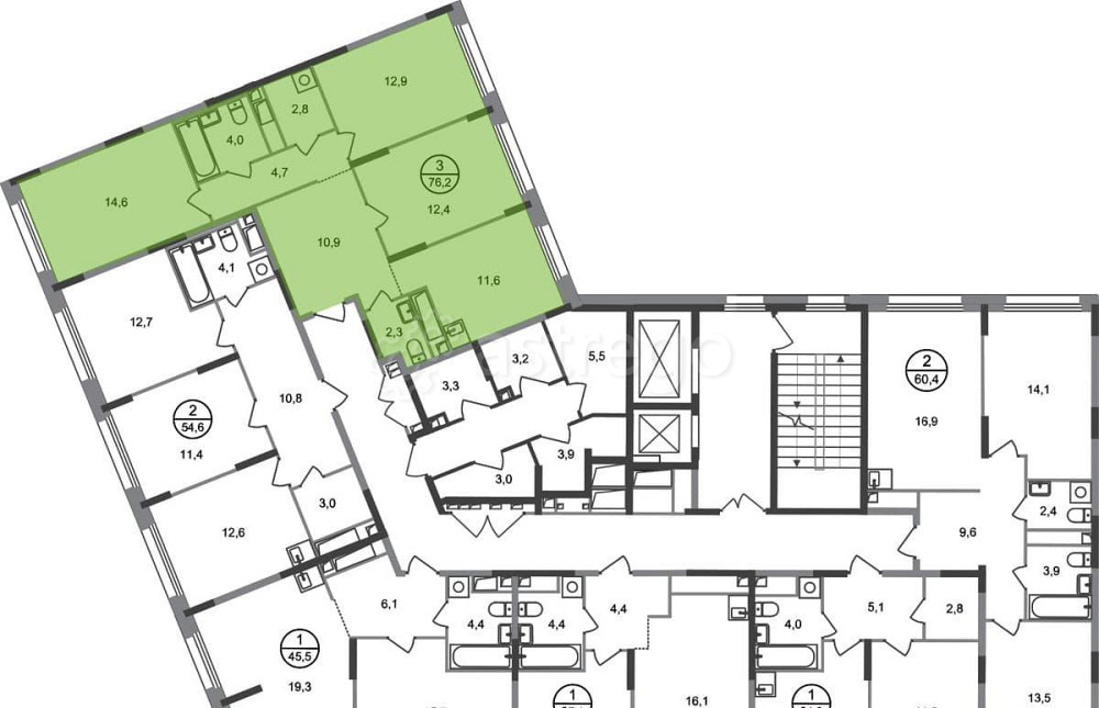 3-комн. квартира, 76 м2, 6/17 эт. Москва - изображение 3