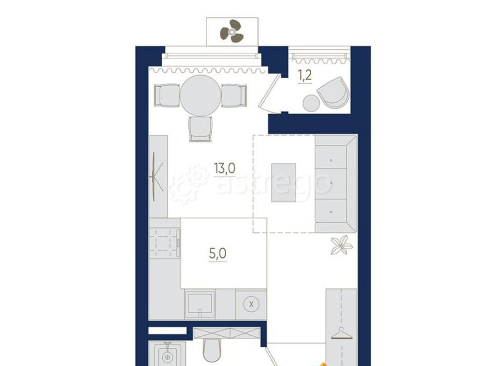 1-комн. квартира, 25.4 м2, 2/22 эт. Уфа - изображение 1