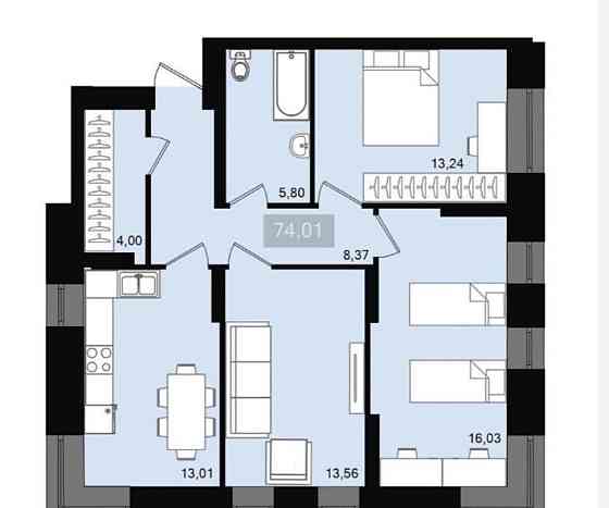 3-комн. квартира, 74.01 м2, 3/20 эт. Красноярск