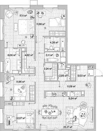 4-комн. квартира, 130.59 м2, 7/10 эт. Москва