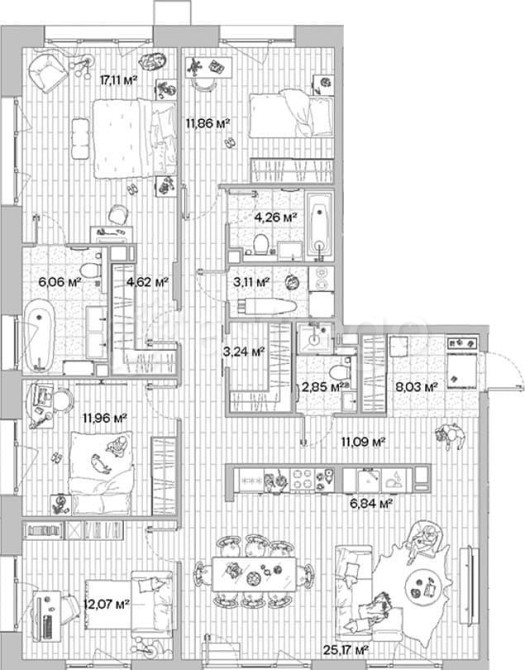 4-комн. квартира, 130.59 м2, 7/10 эт. Москва - изображение 1