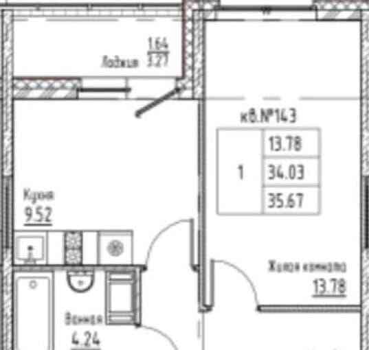 1-комн. квартира, 34.1 м2, 10/14 эт. Санкт-Петербург