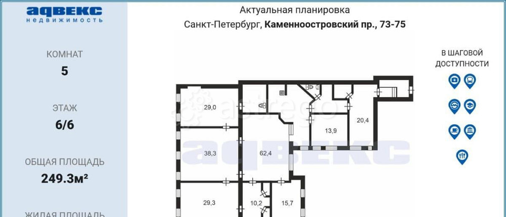 5-комн. квартира, 249.3 м2, 6/6 эт. Санкт-Петербург - изображение 7