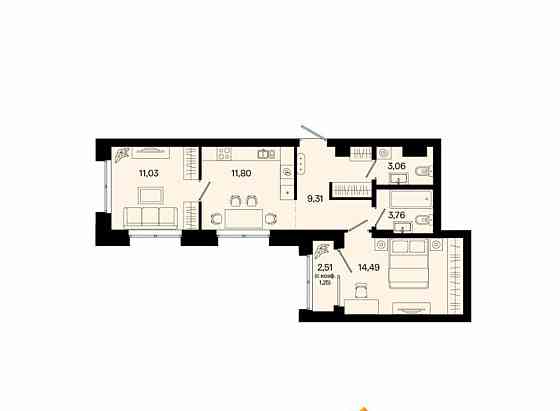2-комн. квартира, 54.7 м2, 4/20 эт. Уфа