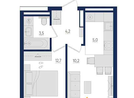 2-комн. квартира, 36.5 м2, 9/22 эт. Уфа