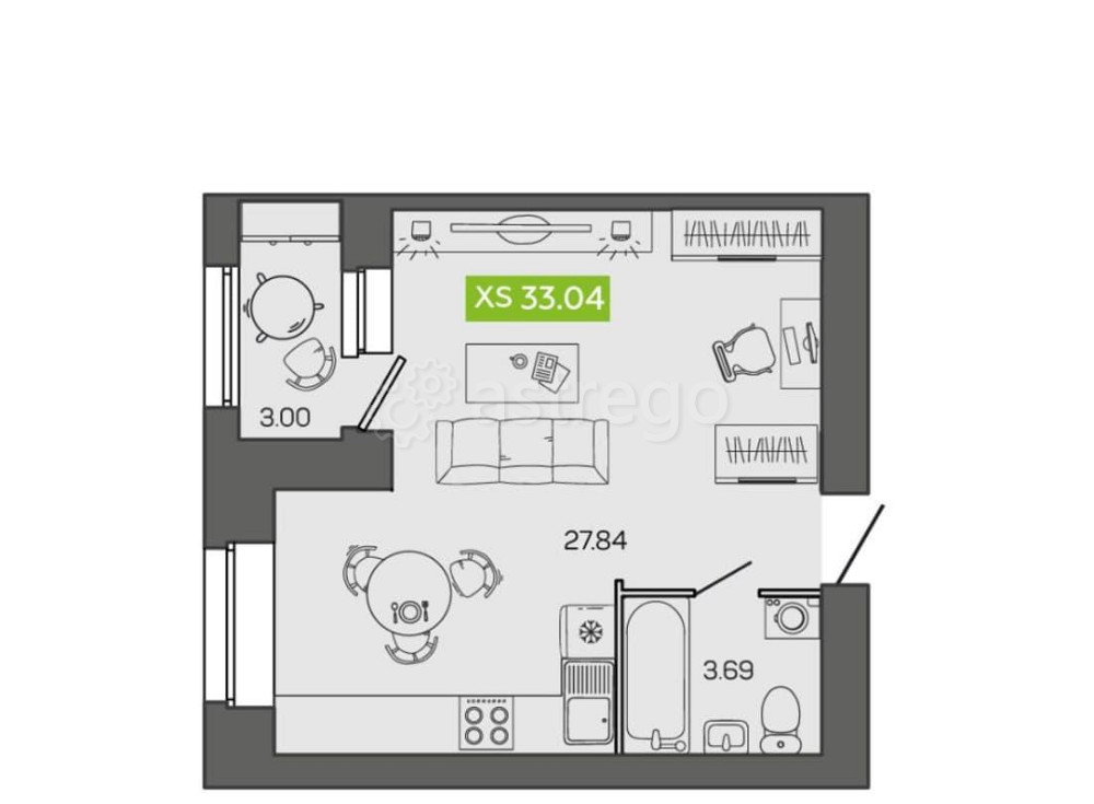 Студия, 33.04 м2, 3/8 эт. Северодвинск - изображение 7