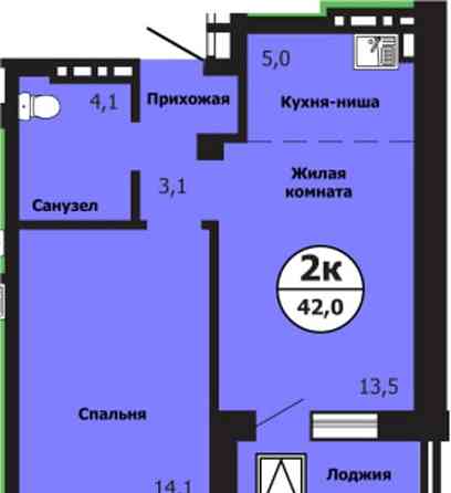 2-комн. квартира, 42 м2, 10/19 эт. Красноярск